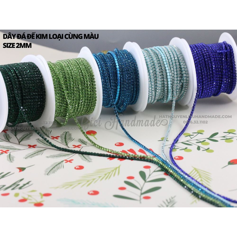 Túi 3m dây đá đế kim loại cùng màu 2.5mm  Cici Handmade nguyên liệu tự làm đính kết trang trí điện thoại