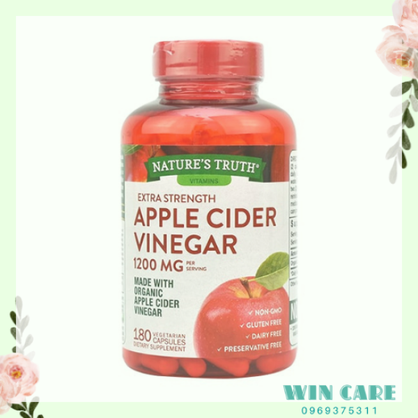 Viên Uống Giảm Cân Giấm Táo Hữu Cơ Natures Truth Apple Cider Vinegar 1200mg nhập khẩu