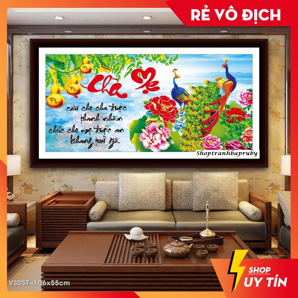 [HCM]Tranh đính đá Cha Mẹ kích thước trung bình ✅106×55 cm -️ VS057