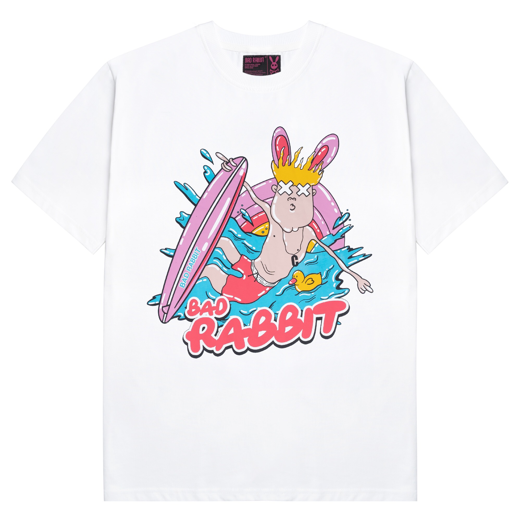 Áo thun nam nữ bad rabbit trickster trắng 100% cotton