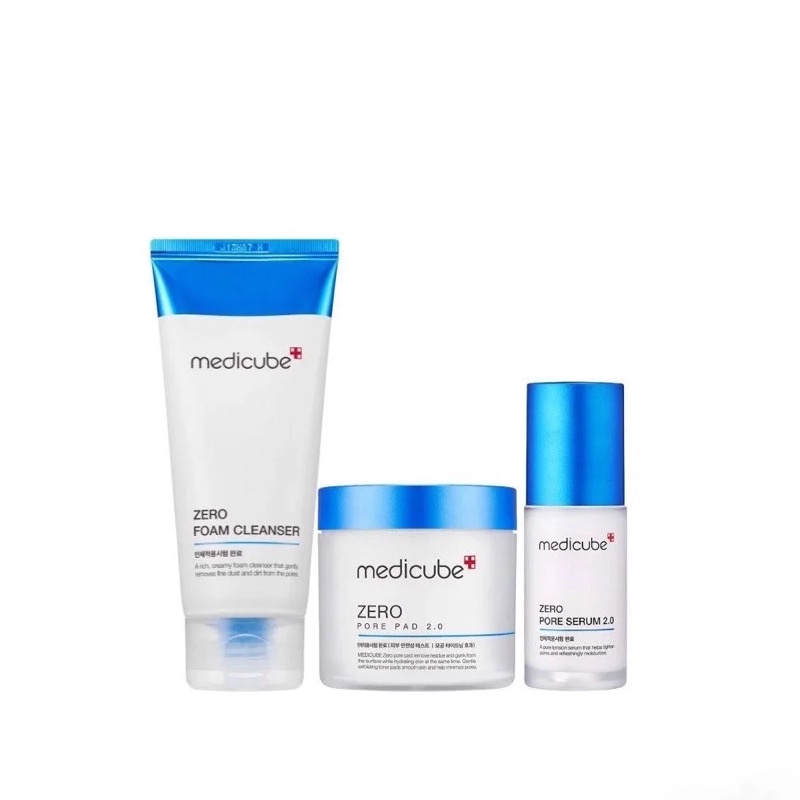 Set Medicube Zero thu nhỏ lỗ chân lông 3 bước (Zero Foam + Pore Pad +Pore Serum)