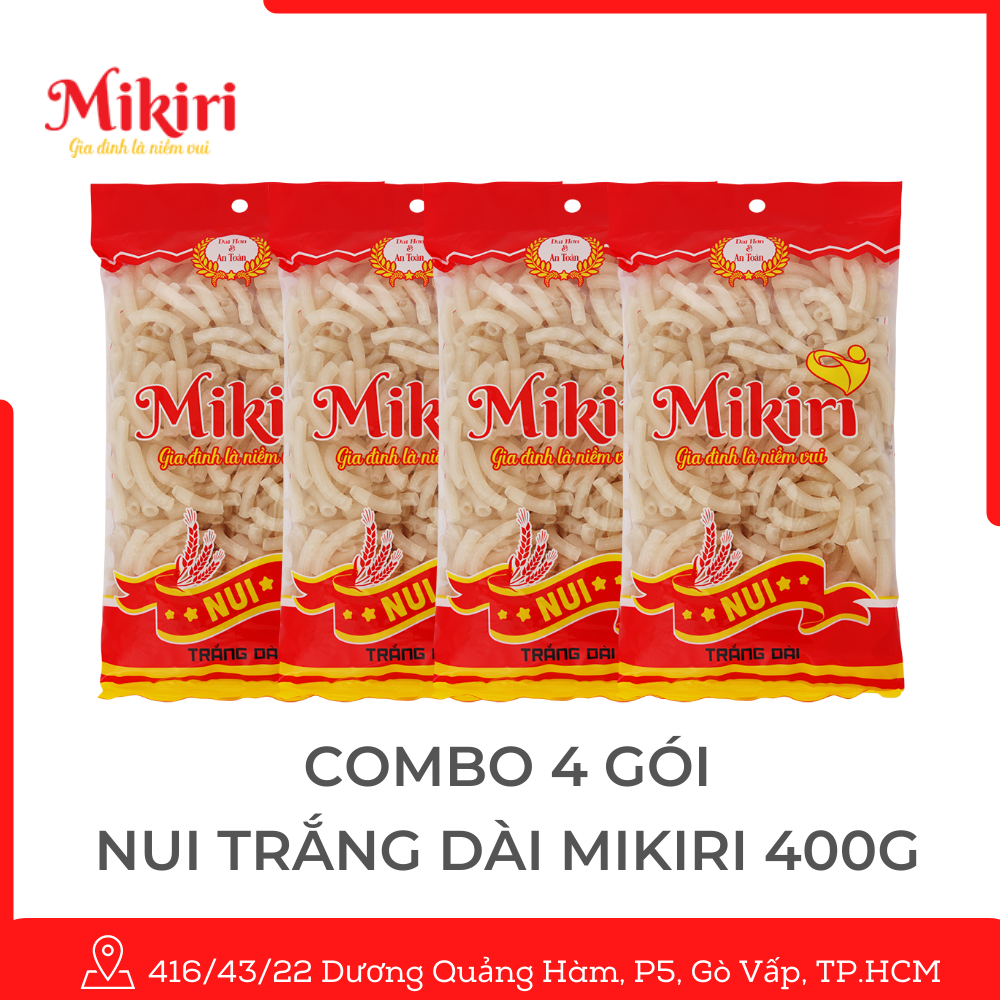 MUA 3 TẶNG 1 - Bộ 4 túi Nui Dài Mikiri x 400g cao cấp - nguyên liệu nấu ăn thơm ngon