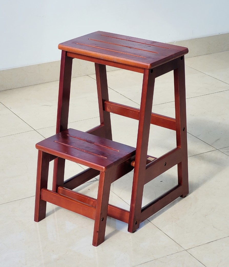 [HCM]Ghế Gỗ Cao Su 2 Tầng Cao 60cm Thắp Nhang, Rửa Chén, Chăm Sóc Nhà Cửa - Gổ Song Bản