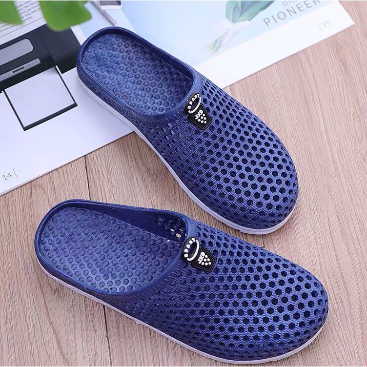 Dép sục nhựa dẻo lỗ Tổ ong đi mưa bít mũi nam nữ  - SL004