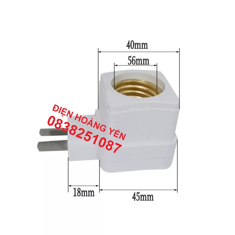 Đuôi bóng đèn có công tắc vuông E27 Hàng đẹp
