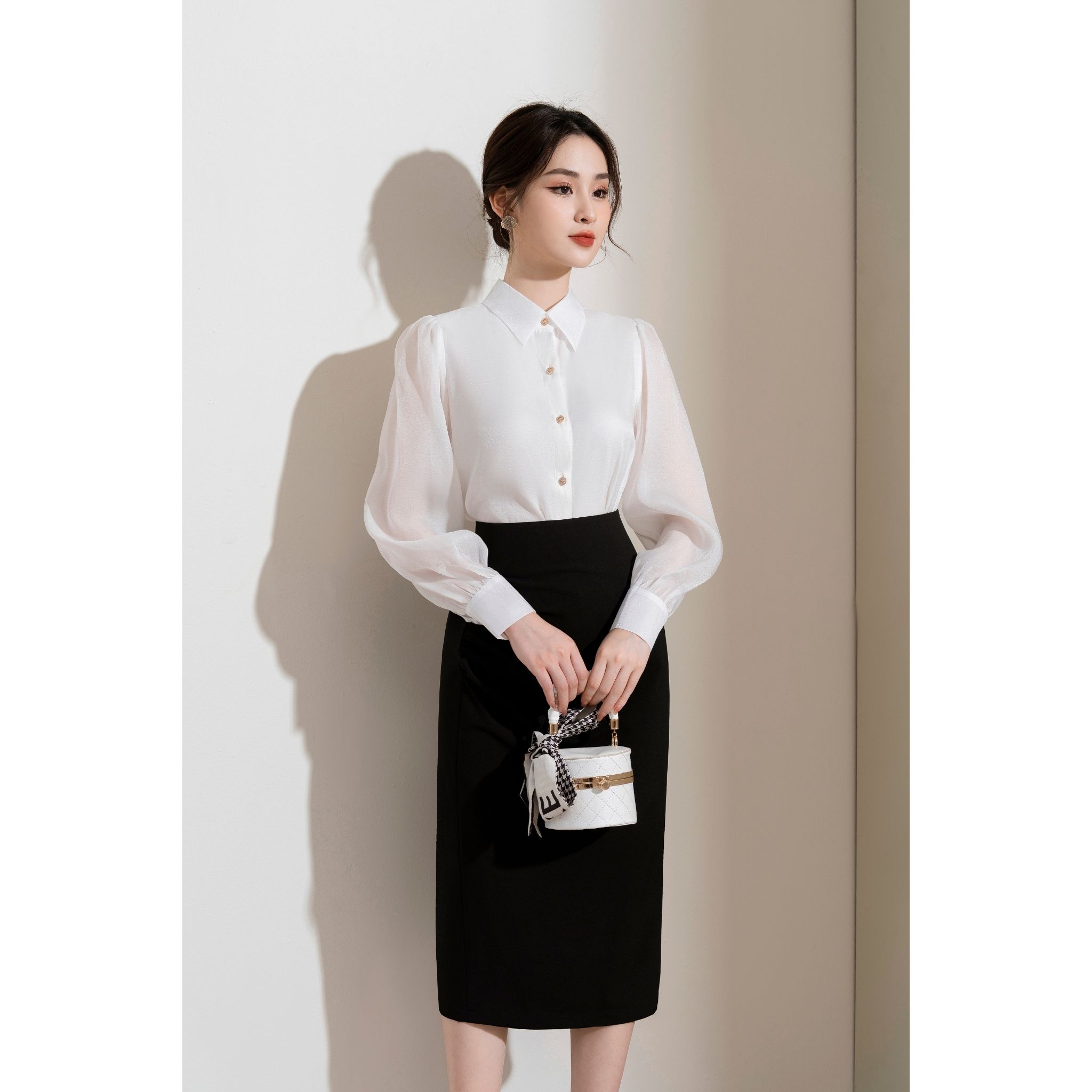 Chân váy cạp liền nhún sườn TIINSTORE CHD254