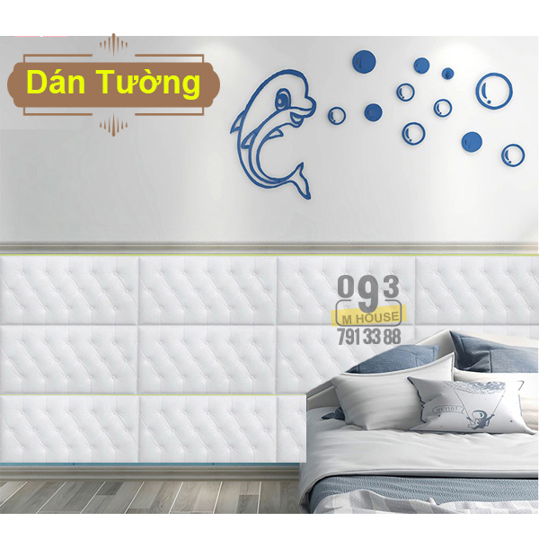 Miếng Xốp Dán Tường 3D Chống Va Chạm, Tấm Dán Tường 3D Nệm Đệm Cho Đầu Giường Trang Trí Phòng Ngủ