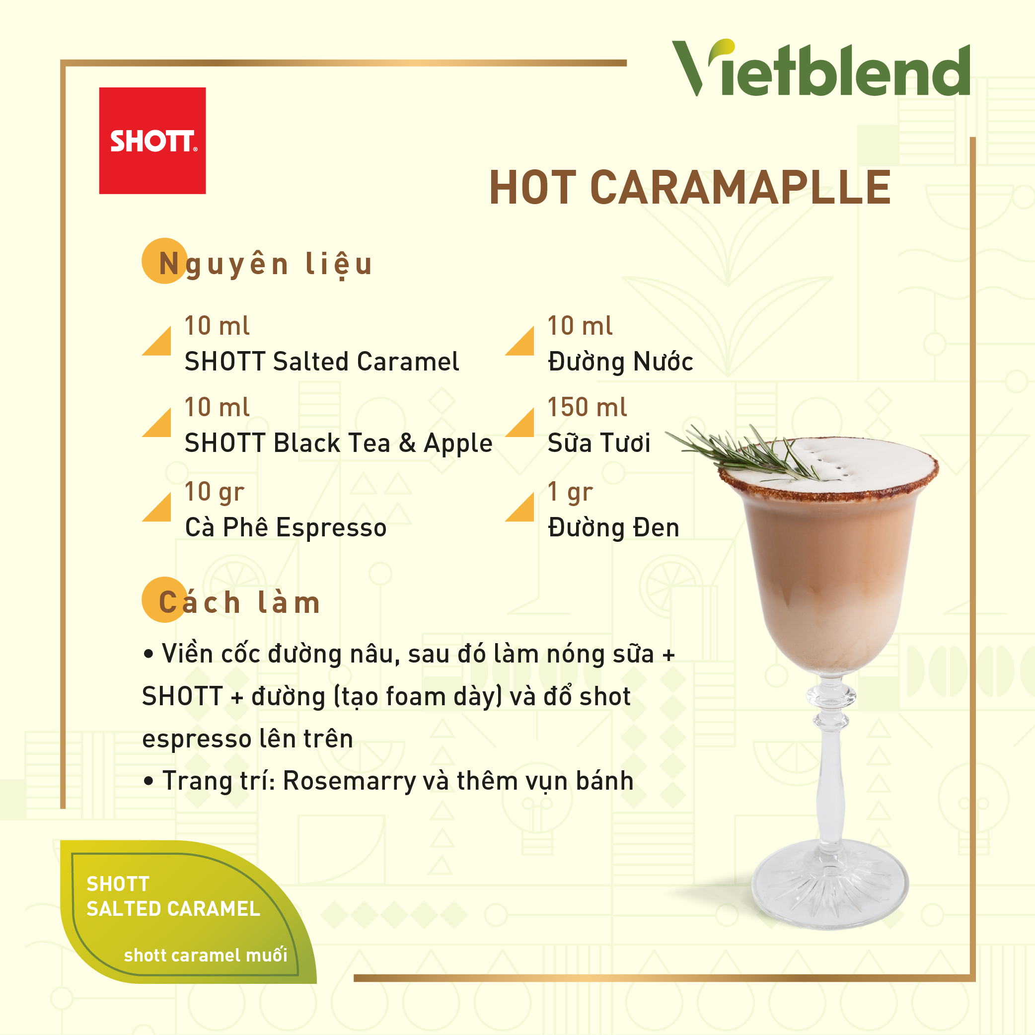 Syrup Pha Chế SHOTT - Vị Caramel Muối (Salted Caramel) - Chai 1L
