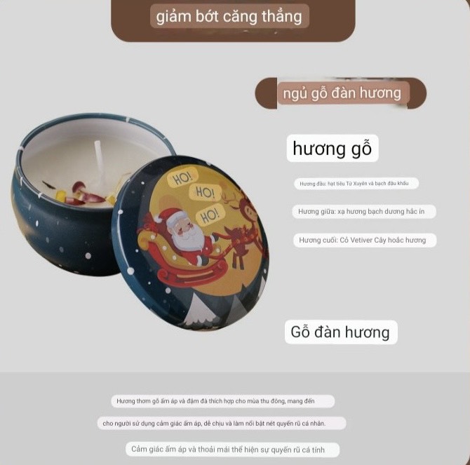Nến thơm Noel, sáp thơm, nến thơm mini hoa khô tinh dầu thư giãn phong cách vintage - Happy Home 4U