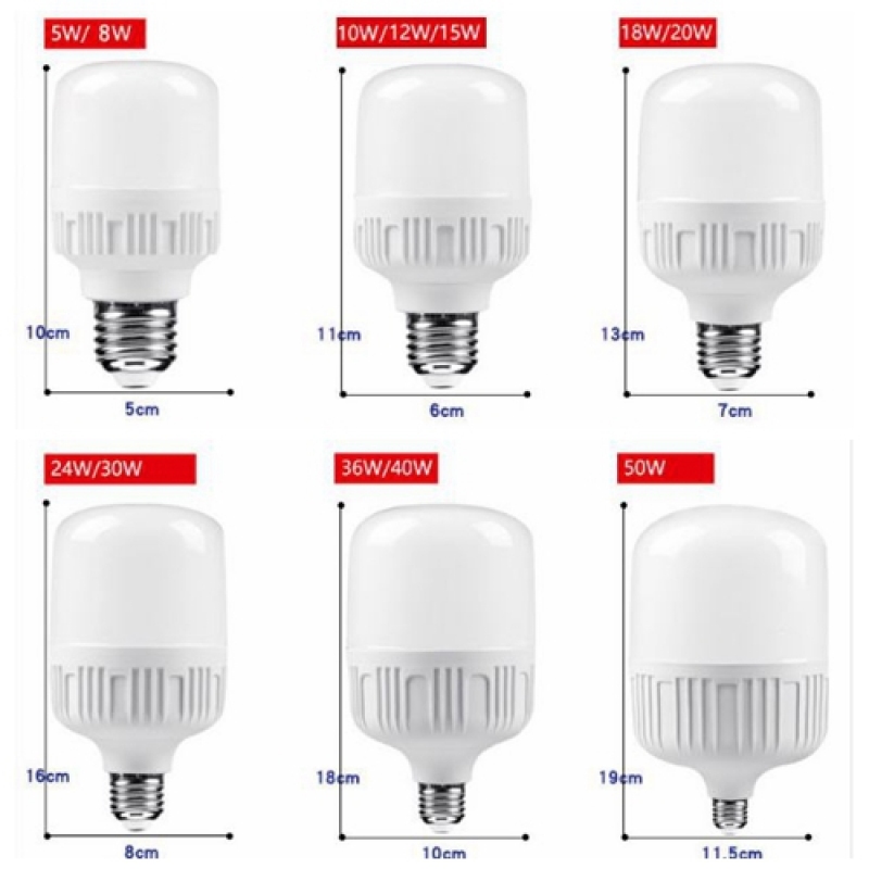 Bóng đèn LED tiết kiệm năng lượng ánh sáng trắng công suất cao hình trụ 5W 10W 15W 20W 30W 40W 50W