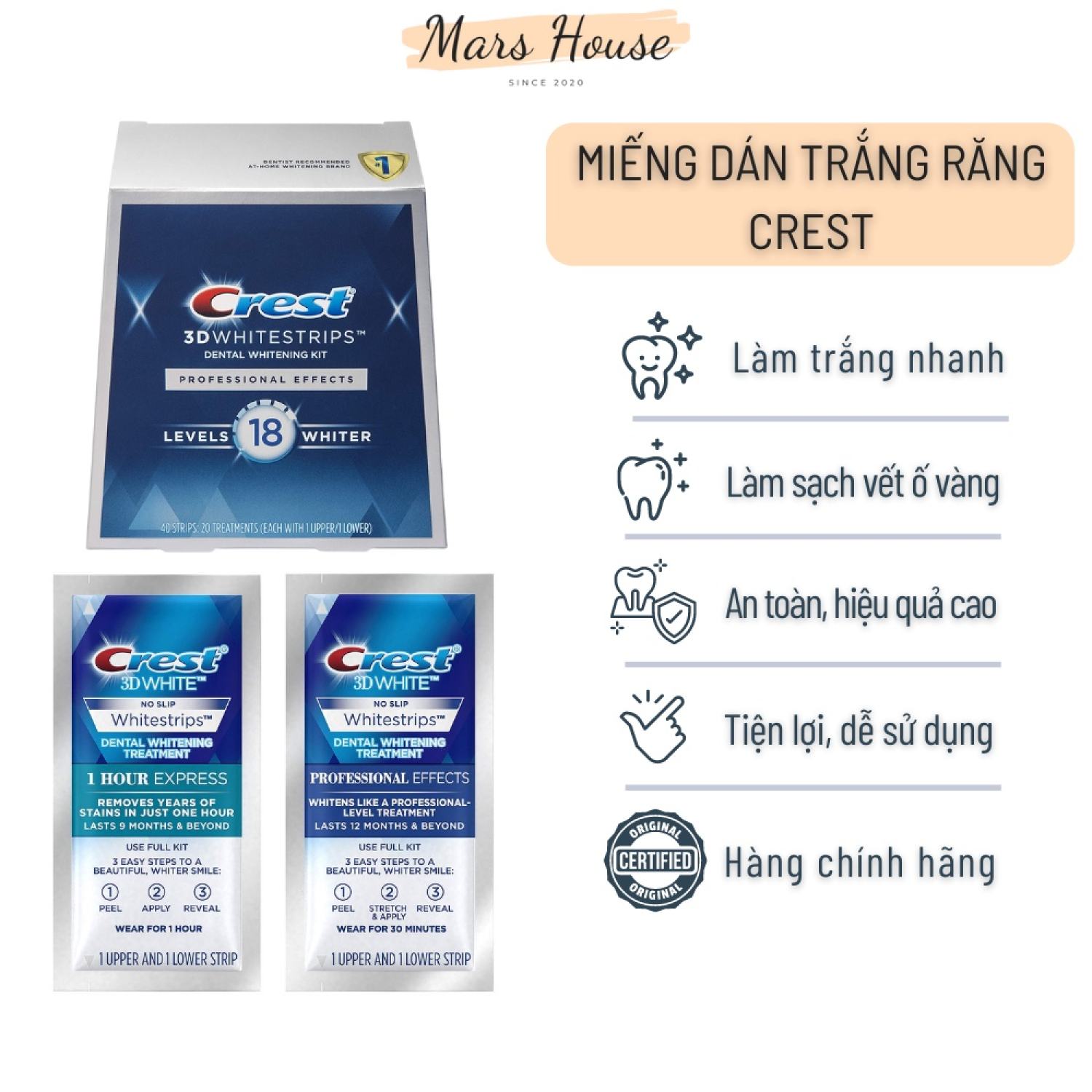 Miếng dán trắng răng Crest