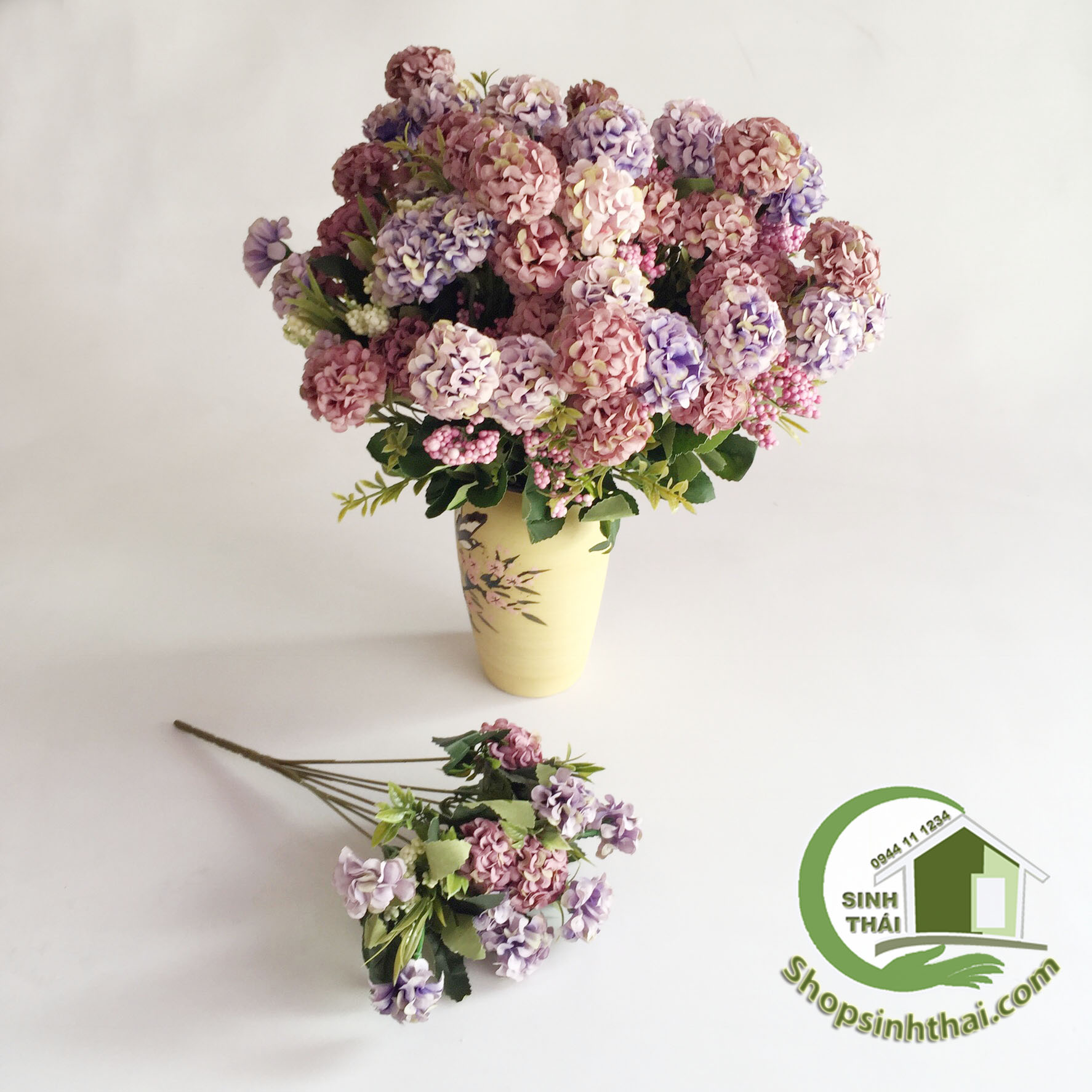 [HCM]Bụi hoa cẩm tú cầu mini màu tím - cao 35cm