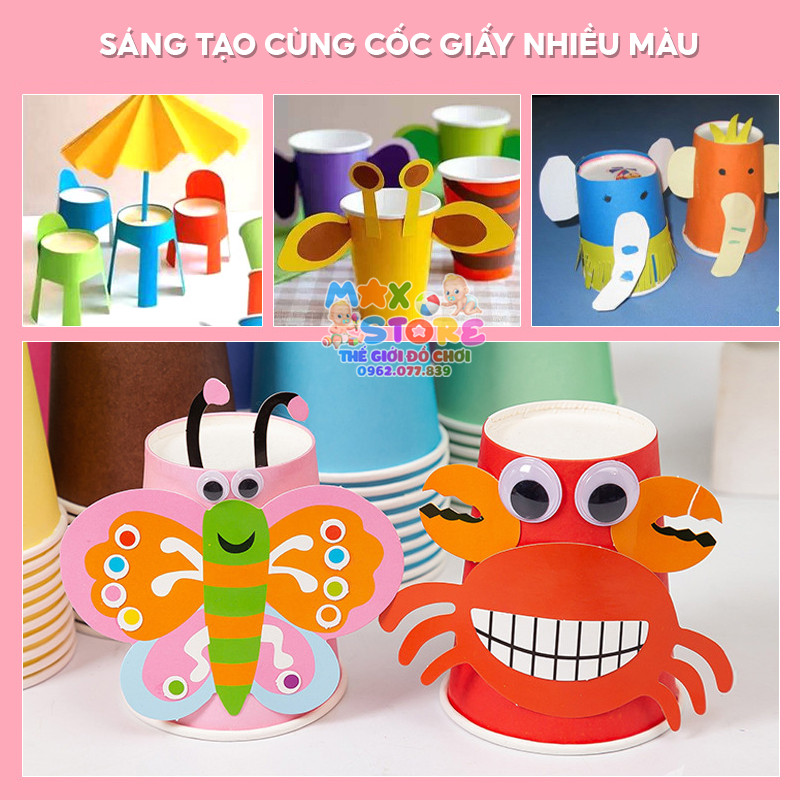 Set 10 Chiếc Cốc Giấy Màu Sắc Trang Trí Thủ Công