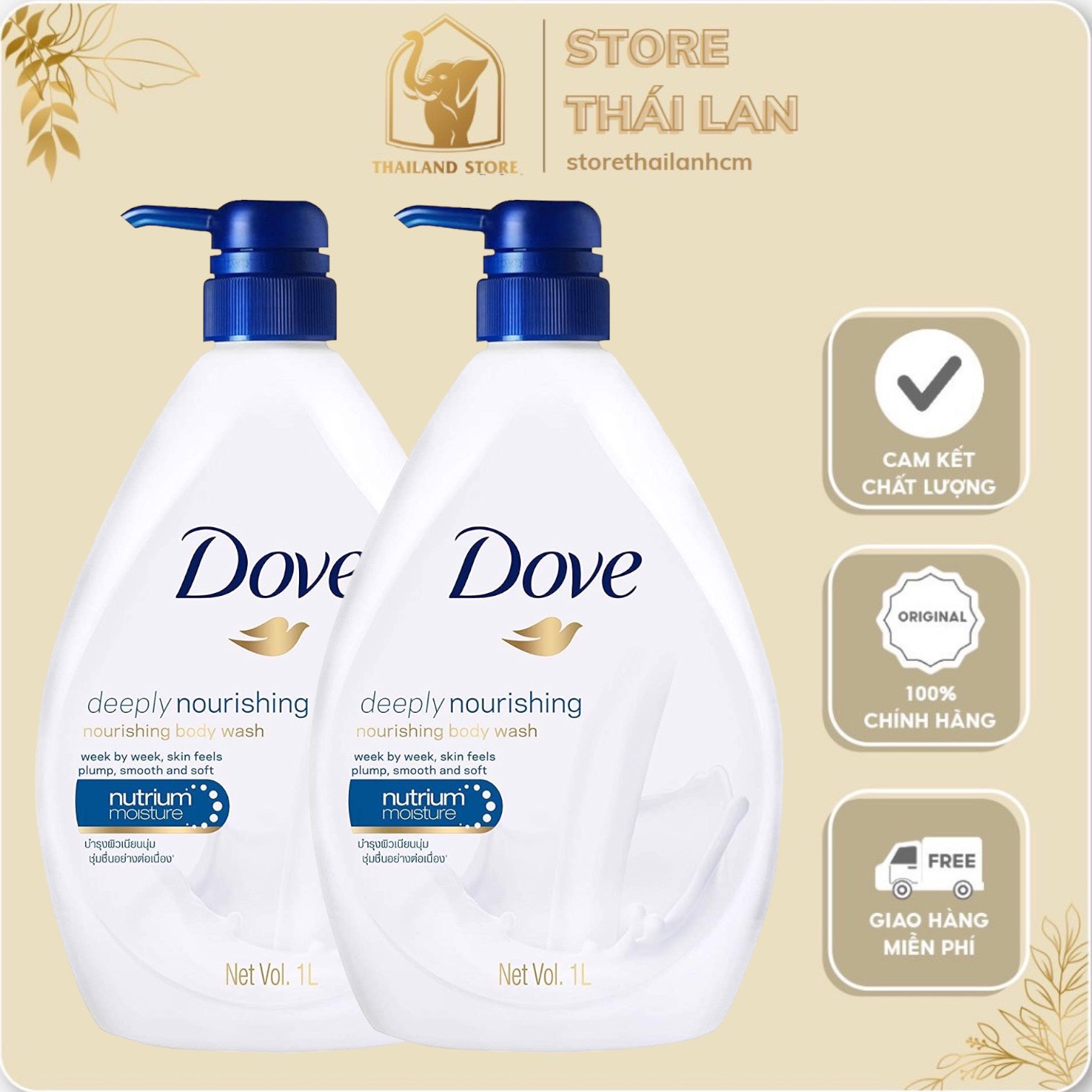 Sữa Tắm Dove Thái Lan Dưỡng Ẩm Chuyên Sâu chính hãng chai 1000ml