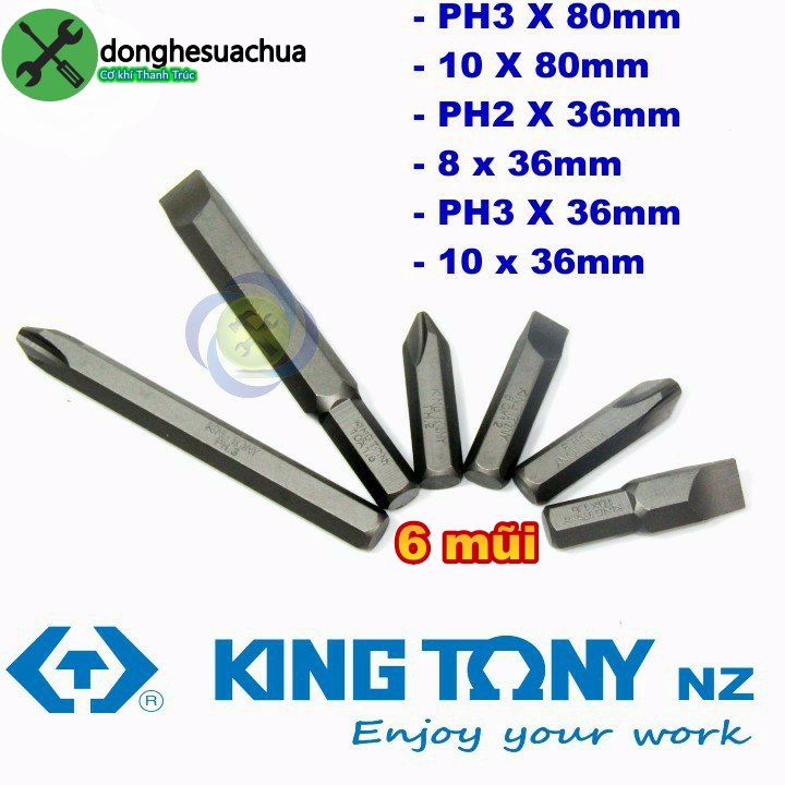 Bộ mũi vít đóng kingtony 6 cây king8036