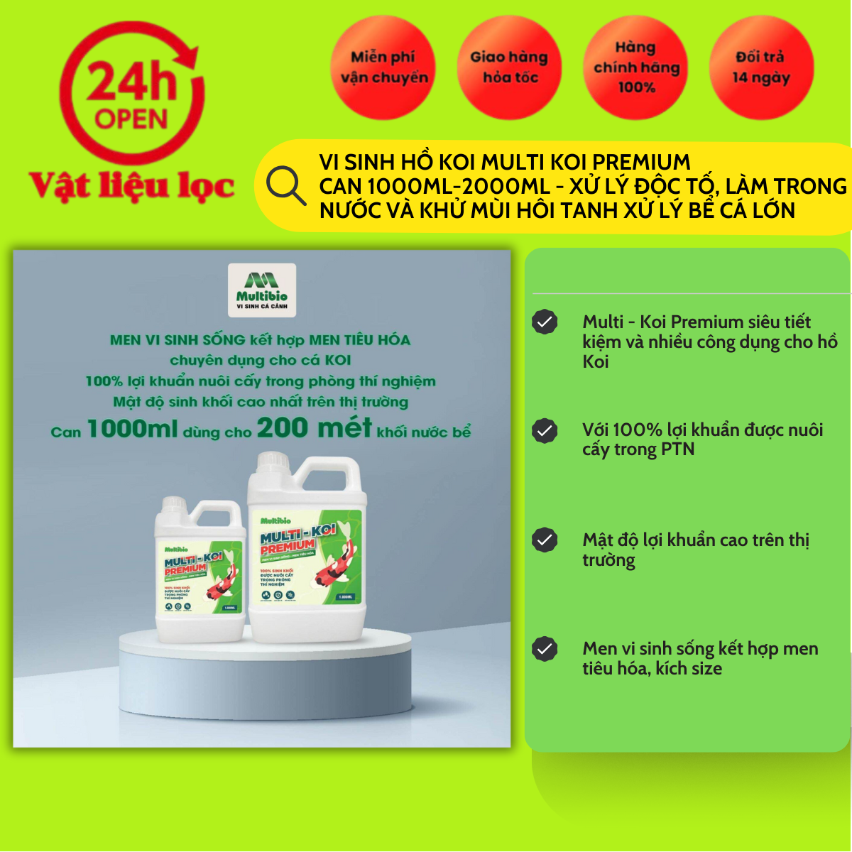 Men Vi sinh dành cho hồ koi bể cá Koi Multi Koi Premium
