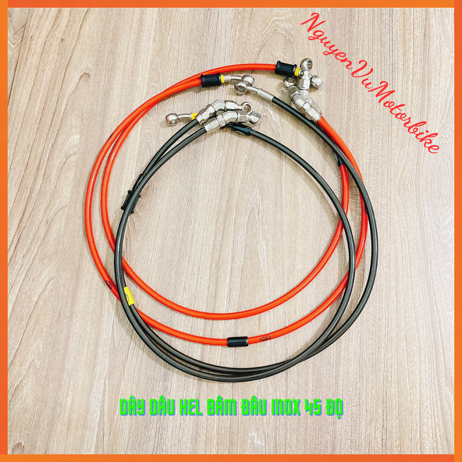 ( Đầu 45 Độ ) Dây Dầu HEL Bấm Đầu Full Inox 304