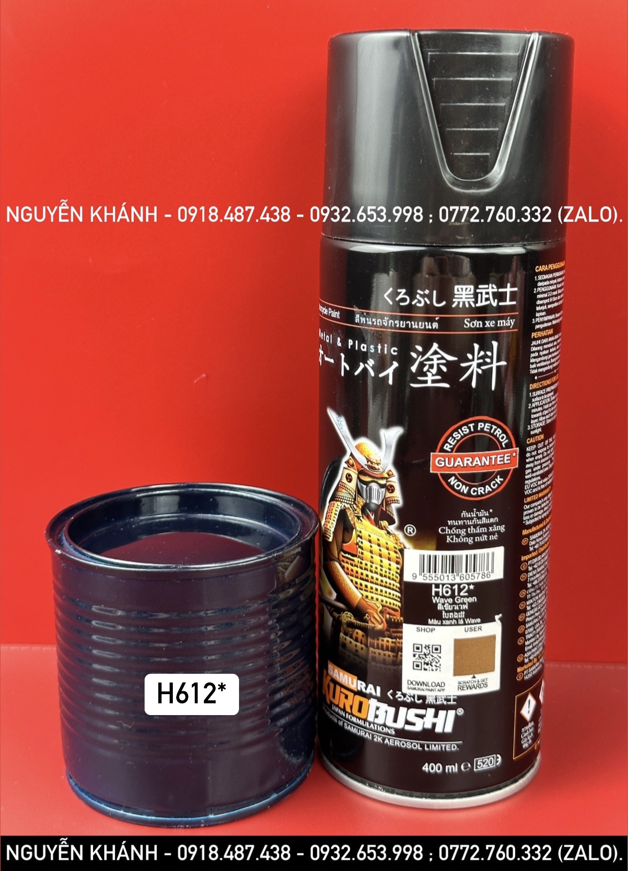 H612-sơn xịt samurai màu xanh wave nhớt