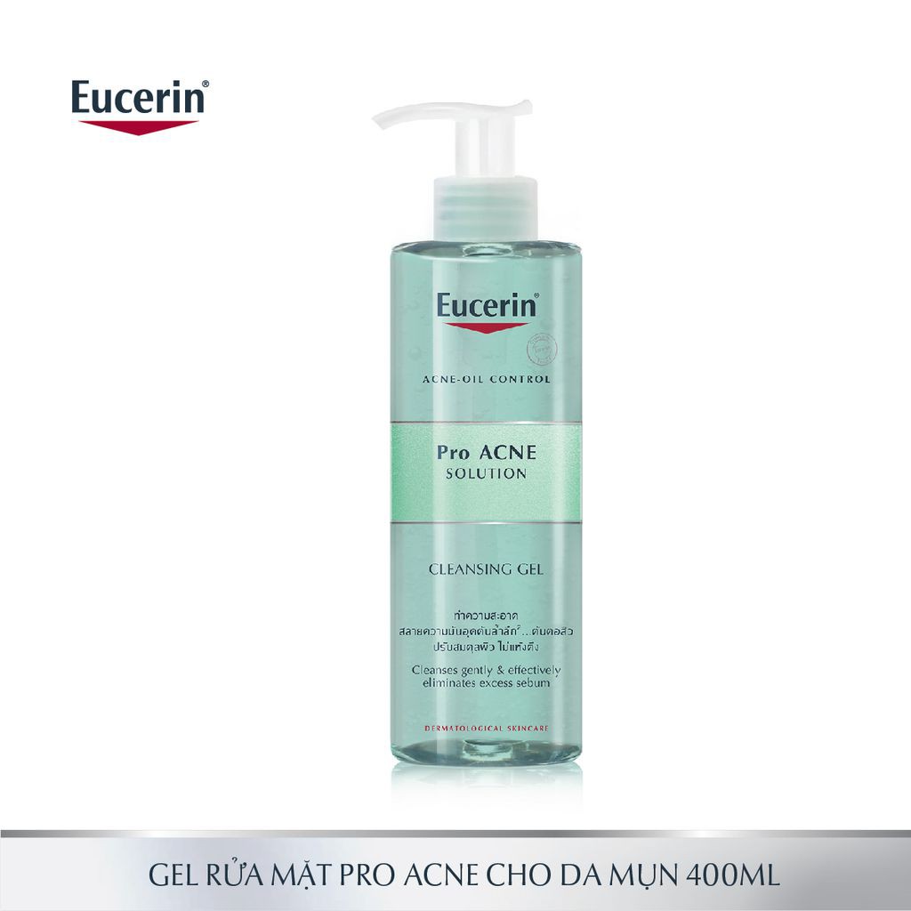 [GIẢM 20K ĐƠN 399K] Gel Rửa Mặt Dành Cho Da Nhờn Mụn Eucerin ProAcne Cleasing 400ml