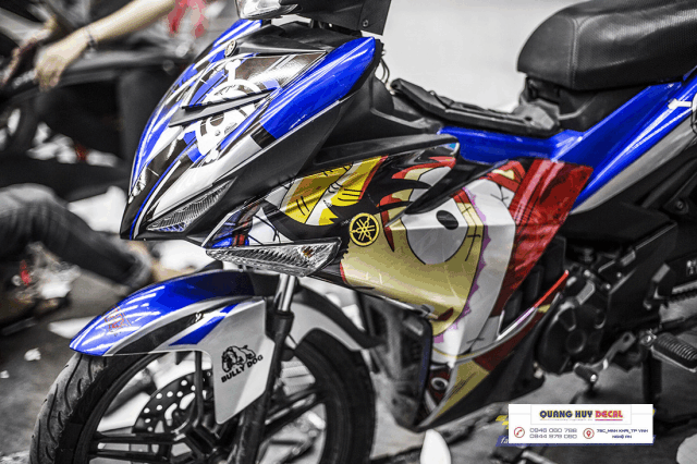 Tem trùm exciter 150 xanh bạc ducati độ đẹp - Tem xe máy exciter 150 xanh bạc ducati thiết kế theo yêu cầu - tem trùm xe ex 150 chế đẹp và rẻ chất