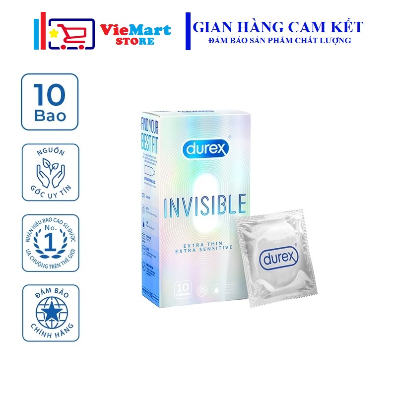 Bao cao su Durex Invisible Extra Sensitive 10 bao / hộp