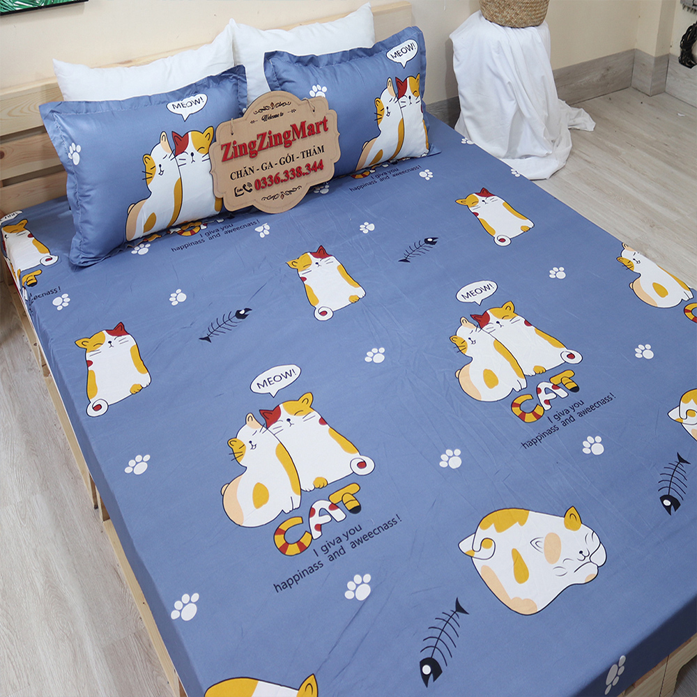 [Siêu Giảm Giá] Bộ Ga Gối Bao Gồm 1 Ga và 2 Vỏ Gối Nằm Kích Thước 45x65cm, Bộ Ga Gối Mẫu Đô Rê Mon Chất Liệu Cotton Poly Nhiều Kích Thước M2/M6/M8/2M2