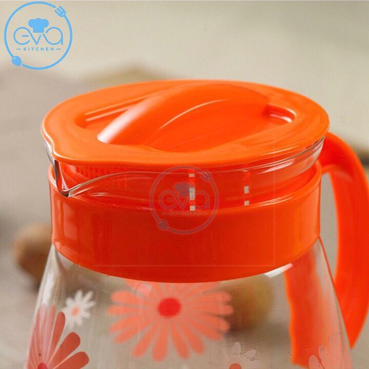 [HCM]Bình nước thủy tinh 1.5 Lít In Hoa