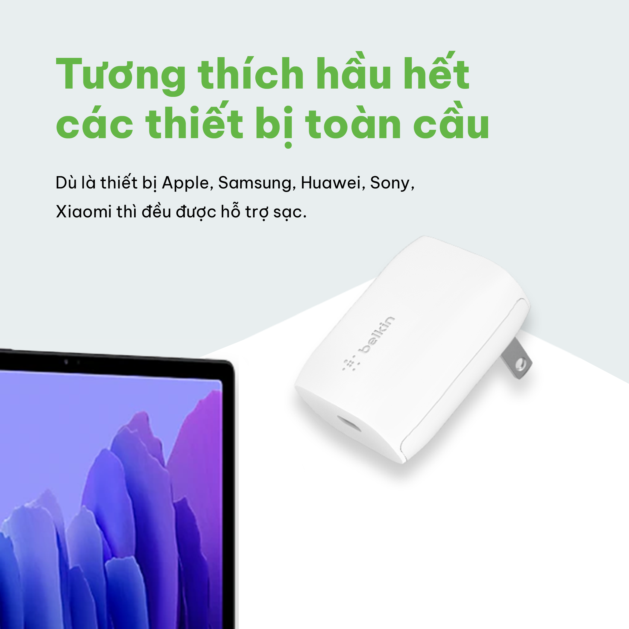 Sạc BOOST↑CHARGE Belkin 20W USB C PD WCA003dqWH