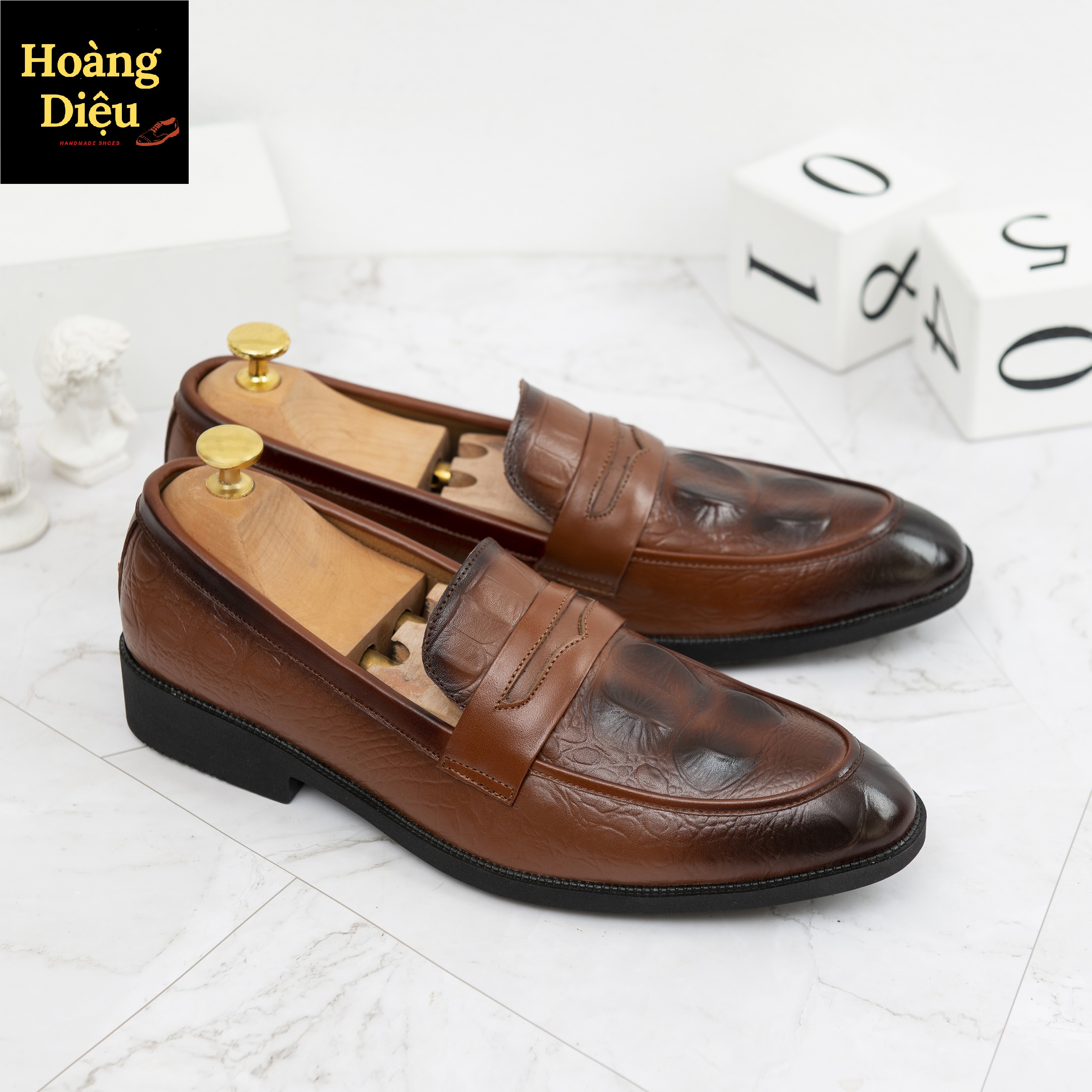 Giày tây nam công sở cao cấp, hàng thủ công handmade 100 %, chất da bò thật màu nâu đẳng cấp sang trọng