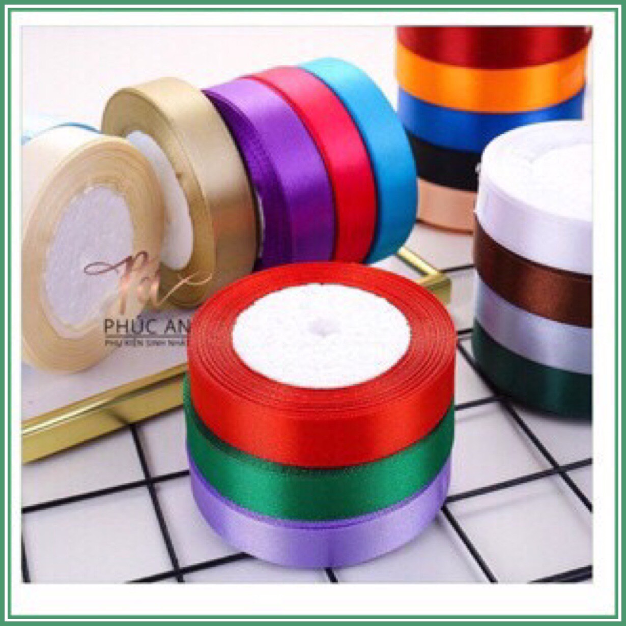 [HCM]Ruy băng lụa 2cm trơn trang trí cuộn 2m