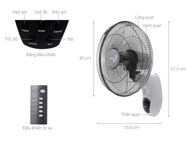 Quạt treo remote Asia L16019