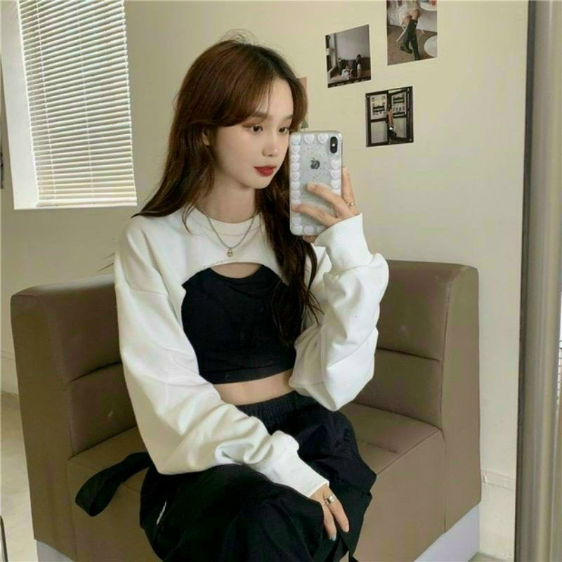 SET ÁO CẶP 2 MÓN CROPTOP ĐẮP CHÉO HAI MÀU