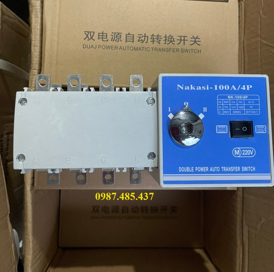 Chuyển nguồn tự động cho 3 pha ats 4p 100a 125a, bộ chuyển đổi 2 nguồn điện 3 pha công suất lớn