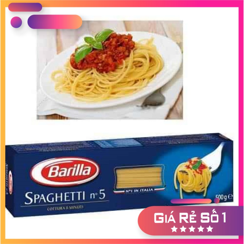 Mì Ý Barilla Spaghetti Số 5, số 3, số 13 Hộp 500Gr Nhập Khẩu Italia