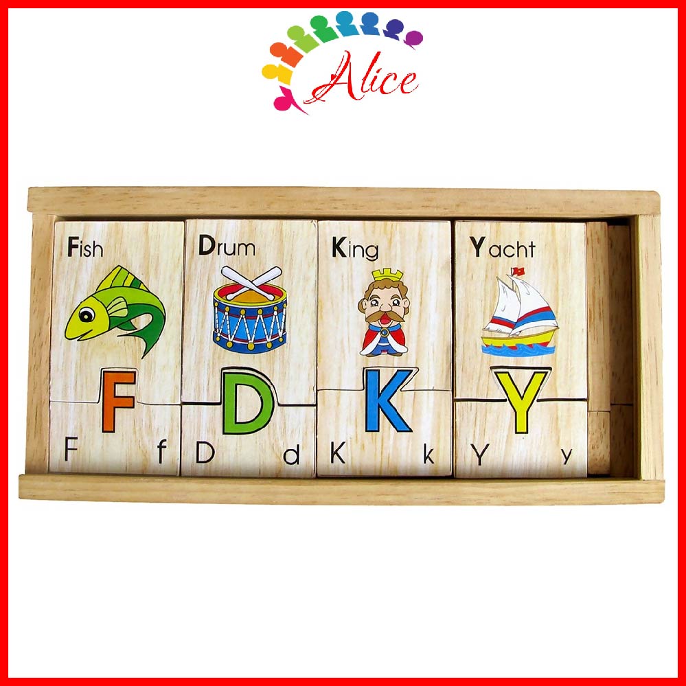 Bộ học chữ cái Tiếng Anh bằng gỗ - Đồ chơi gỗ thông minh Winwintoys cho bé