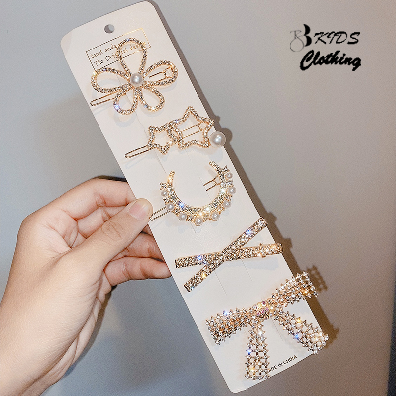 Sét 5 Kẹp Tóc BB Kids Họa Tiết Trăng, Sao