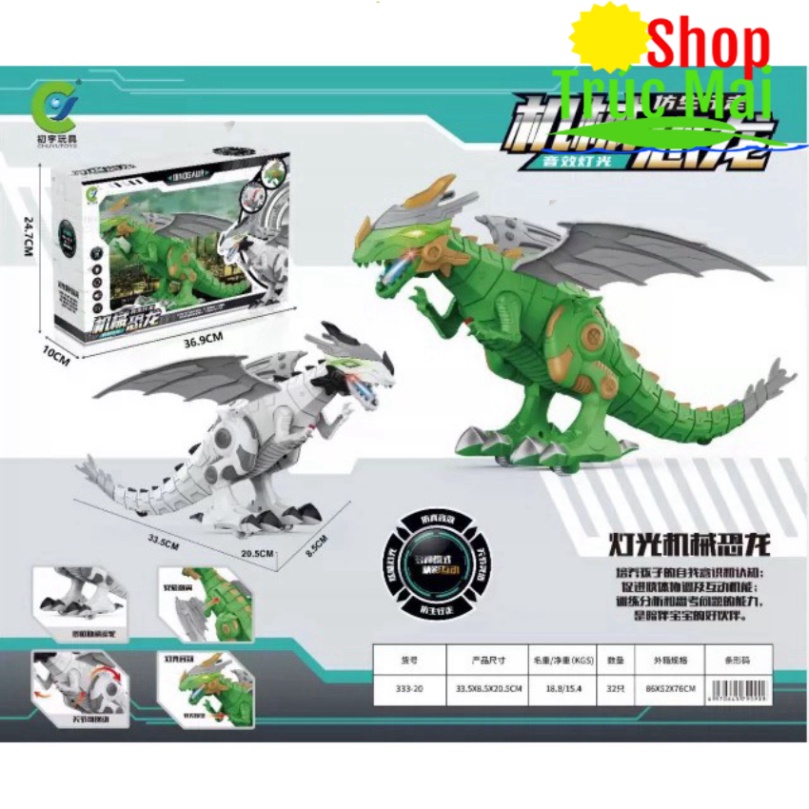 Khủng Long Robot Phun Khói - Lửa Điện xử dụng Pin