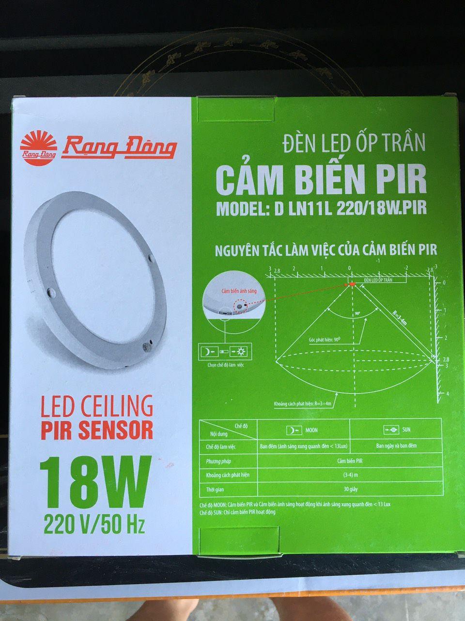 Đèn ốp trần led cảm biến Rạng Đông 18W