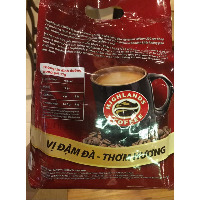 Cà phê sữa Highlands 3 in 1 bịch 50 gói x 17g