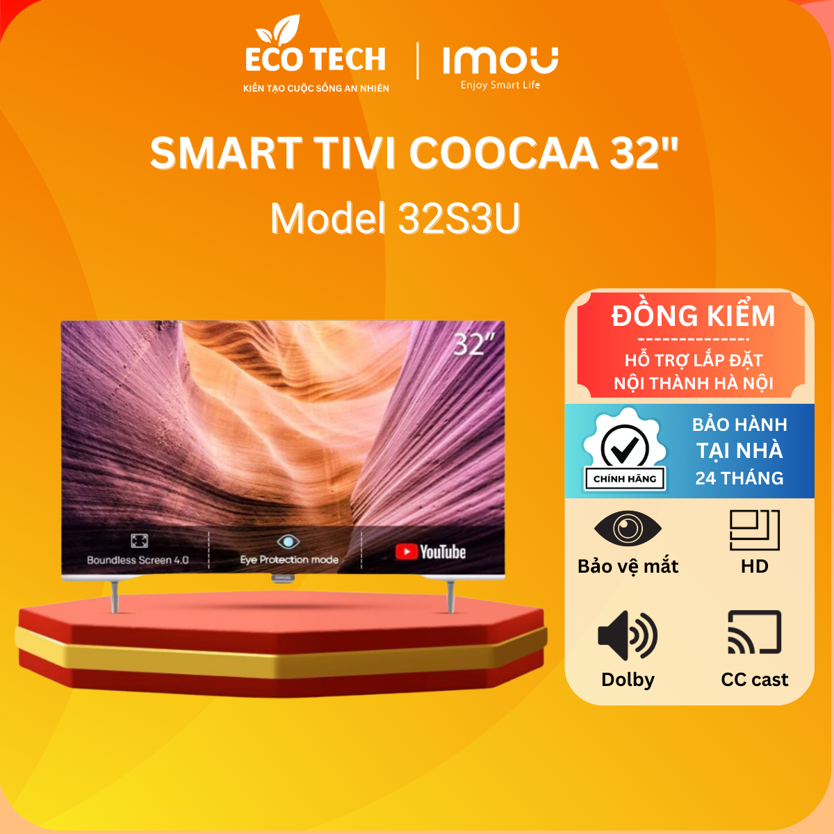 Smart Tivi Coocaa 32 Inch Model 32s3u Kết Nối Wifi Tích Hợp Nhiều Ứng