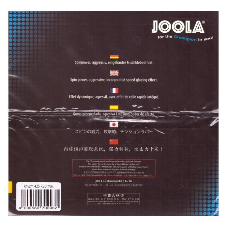 [ FREE SHIP ] Mặt Vợt Bóng Bàn Joola Rhyzm 425