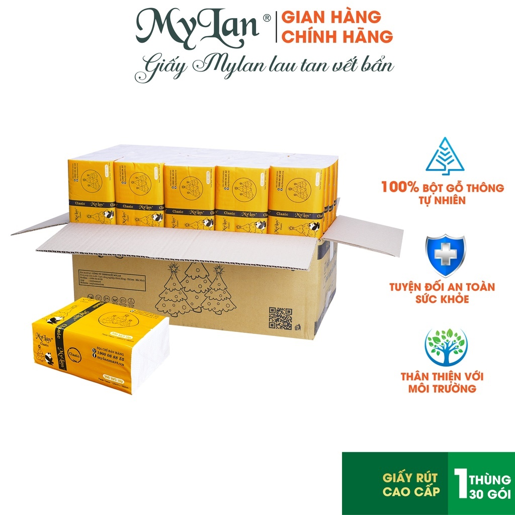 THÙNG 30 gói, giấy rút cao cấp gấu trúc 3 lớp, 100 tờ gói
