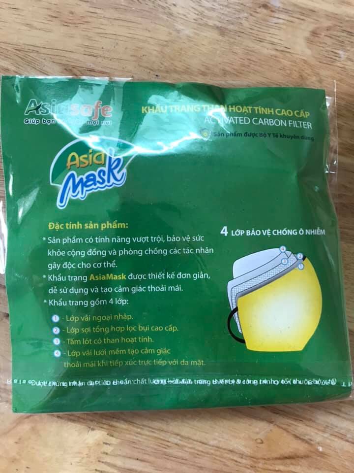 khẩu trang than hoạt tính Asia Mask, có than hoạt tính, lọc bụi, bảo vệ sức khỏe