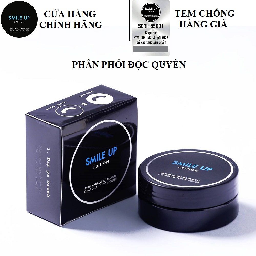 Bột trắng răng than tre hoạt tính SMILE UP 100Gram làm trắng răng - ngăn mảng bám