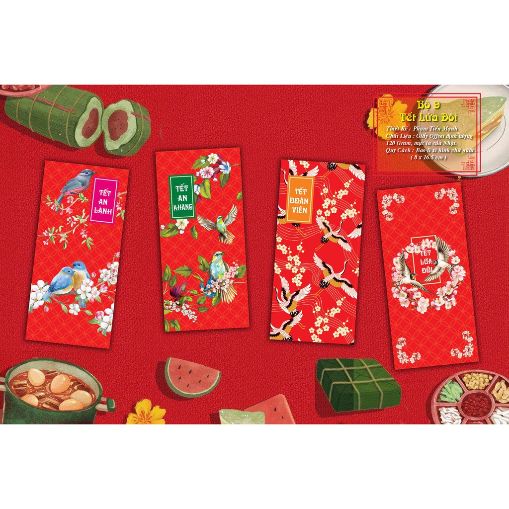 Bộ 16 Lì Xì Tết Lứa Đôi ( Chia Đều Các Mẫu )