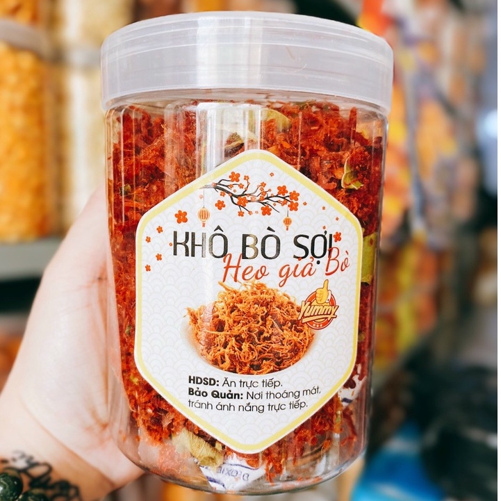 Khô bò sợi lá chanh hũ 500gr ( heo giã bò )