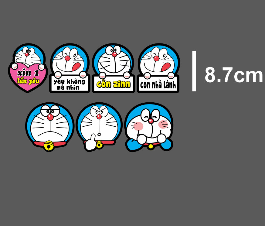 Tem dán, decal, sticker Doreamon dán xe máy, laptop....