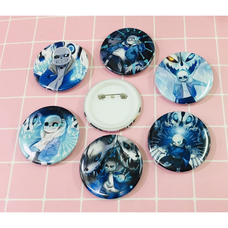 set 1-5 huy hiệu sans undertale đường kính 5,8cm