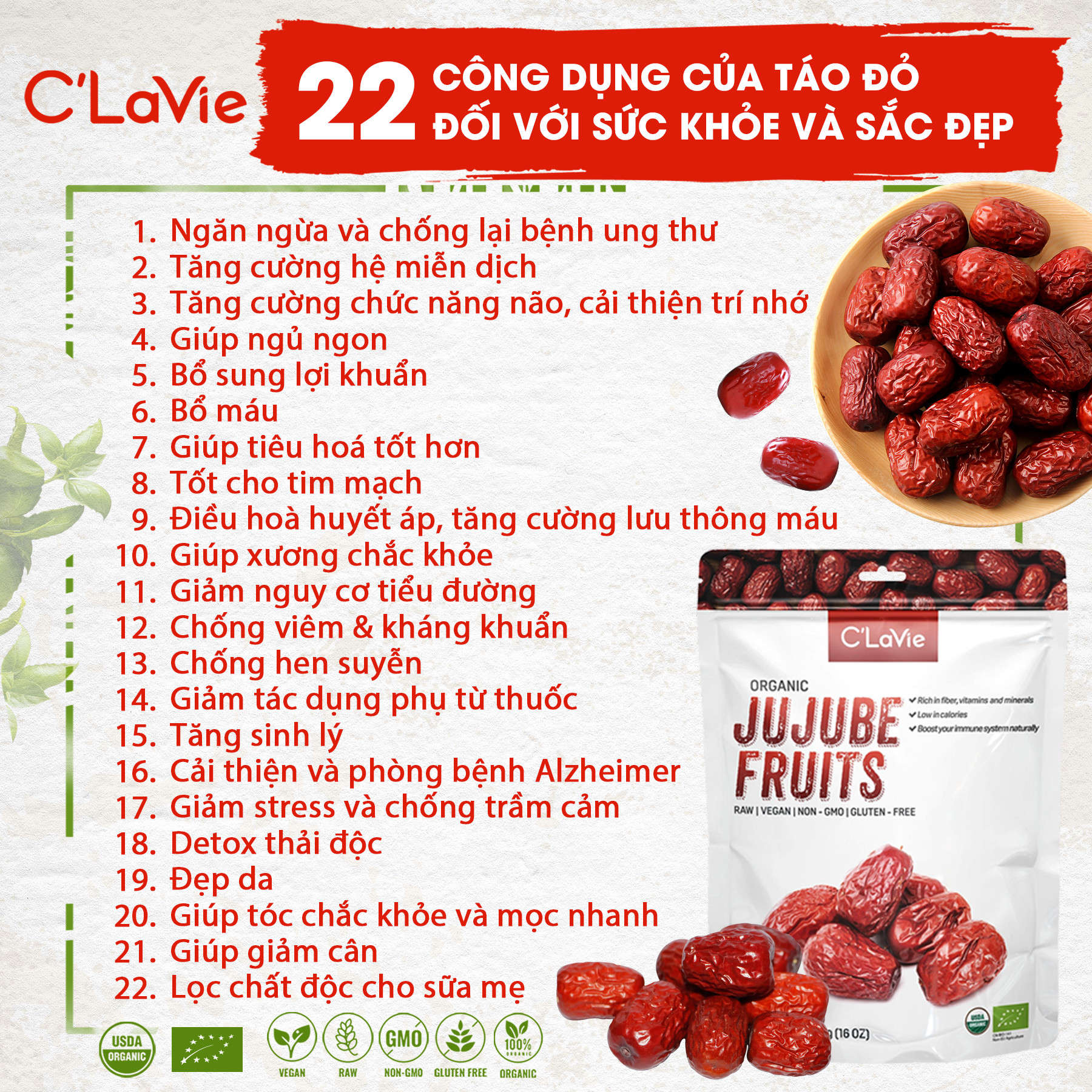 Táo đỏ hữu cơ C'Lavie an toàn chất lượng - 450gr