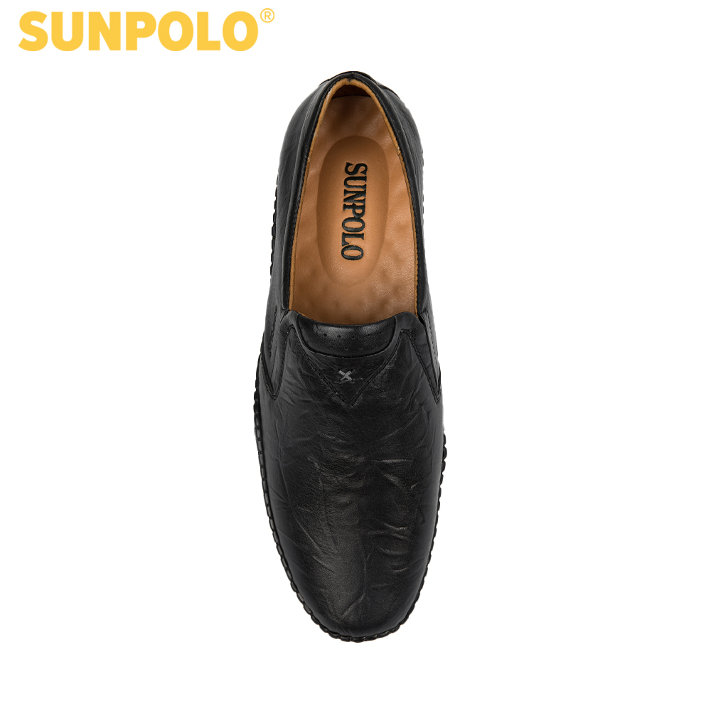Giày lười nam da bò SUNPOLO SUS512 (Xanh đen)